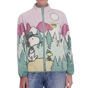Character Jacket Women Snoopy Zip Front Scenic Cozy Winter NWT